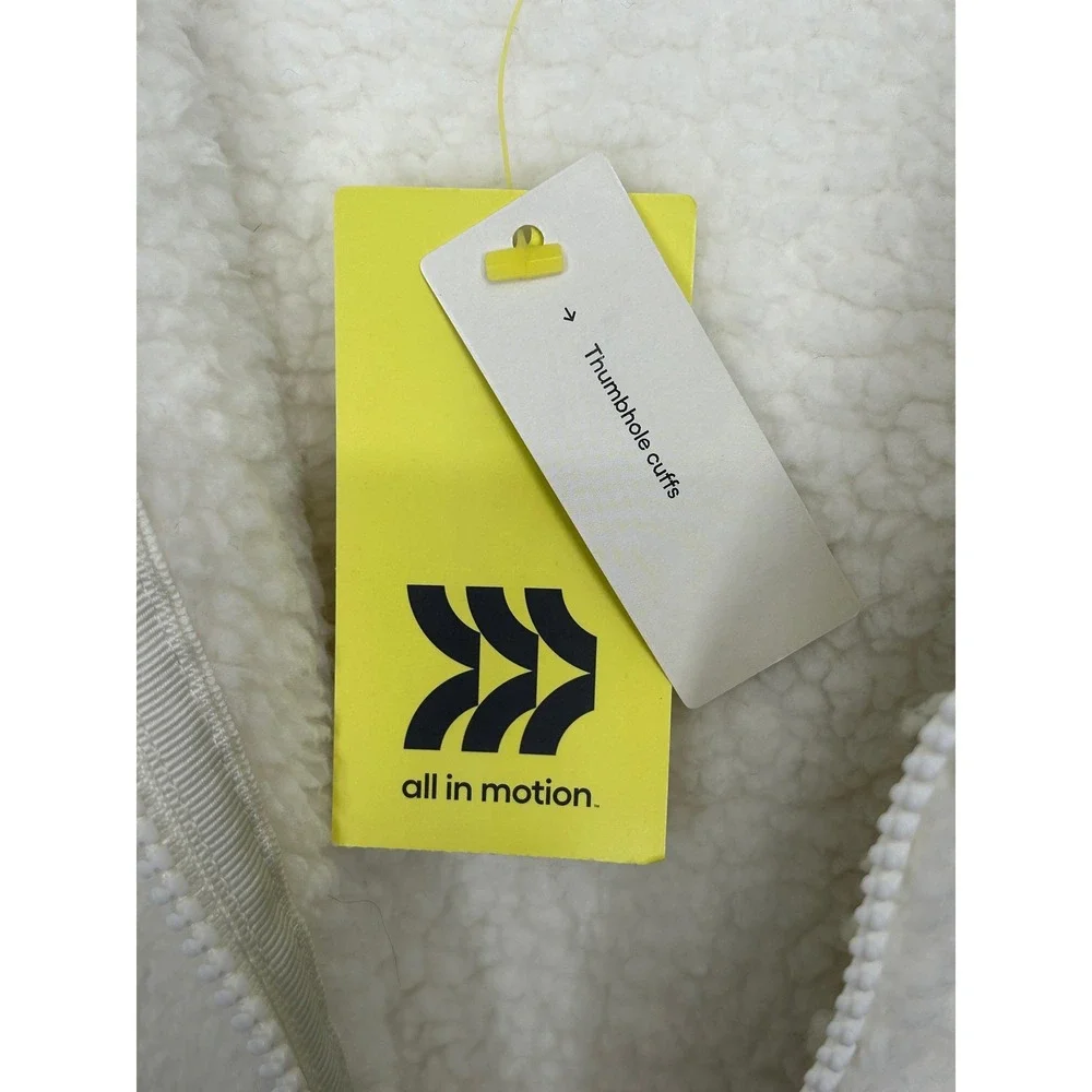 All In Motion Faux Fur 1/2 Zip Hoodie Sweatshirt Thumbhole Cuffs Women's Med NWT - Picture 6 of 9